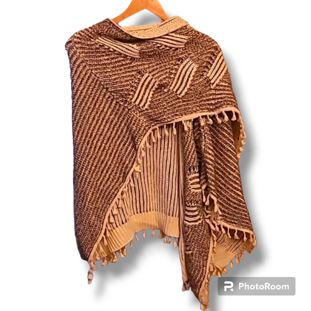 Anthropologie Tan Button Sleeve  Shawl
